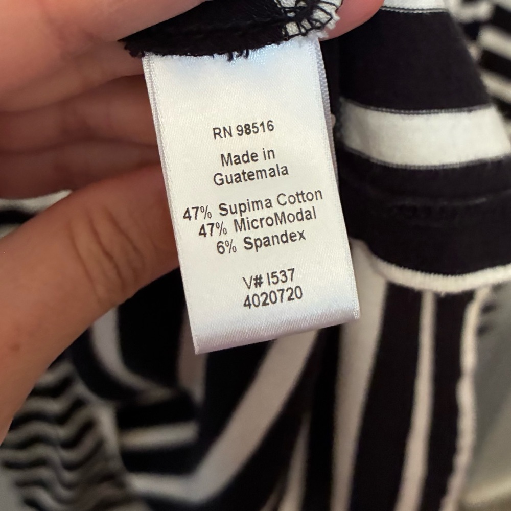 COLDWATER CREEK Prima Knit Black & Cream Striped Button Front Cardigan | Large - Picture 6 of 8
